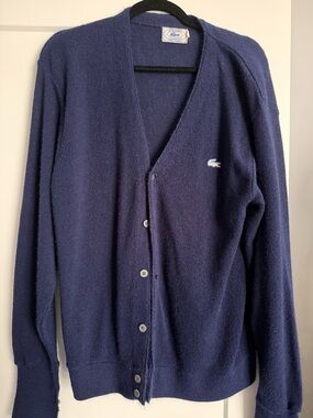 Lacoste Men's Navy Blue V-Neck Button Cardigan